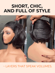 Butterfly Layered Cut Short Bob Wig 7*5 Lace Closure Wig