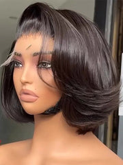 Butterfly Layered Cut Short Bob Wig 7*5 Lace Closure Wig