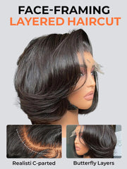 Butterfly Layered Cut Short Bob Wig 7*5 Lace Closure Wig