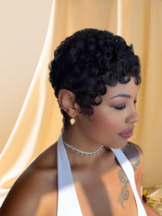Short Curly Layered Pixie Cut Full Lace Pixie Wig Human Hair