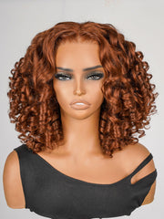 Glueless #35 Ginger Orange Bouncy Curl 13*4 Frontal Wig Short Hair Trends
