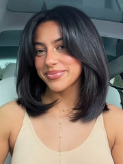 Layered Cut Italian Bob Wig 7x5 Glueless Straight Short Bob Ready To Wear Human Hair
