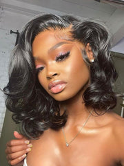 Bouncy Full Loose Body Glueless Side Part Short Lace Frontal Wigs 250 Density