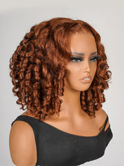 Glueless #35 Ginger Orange Bouncy Curl 13*4 Frontal Wig Short Hair Trends