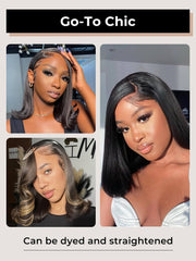 Side Part 90's Flipped Ends Bob Glueless 5x7 Lace Front Human Hair Wigs