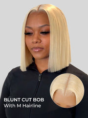 M Hairline 13x4 Lace Frontal Straight Bob Cut Blonde Wigs